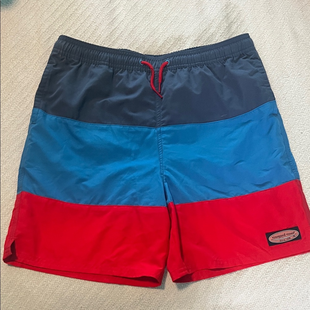Vineyard Vines Boys Colorblock Swim Trunks - Navy, Blue, Red